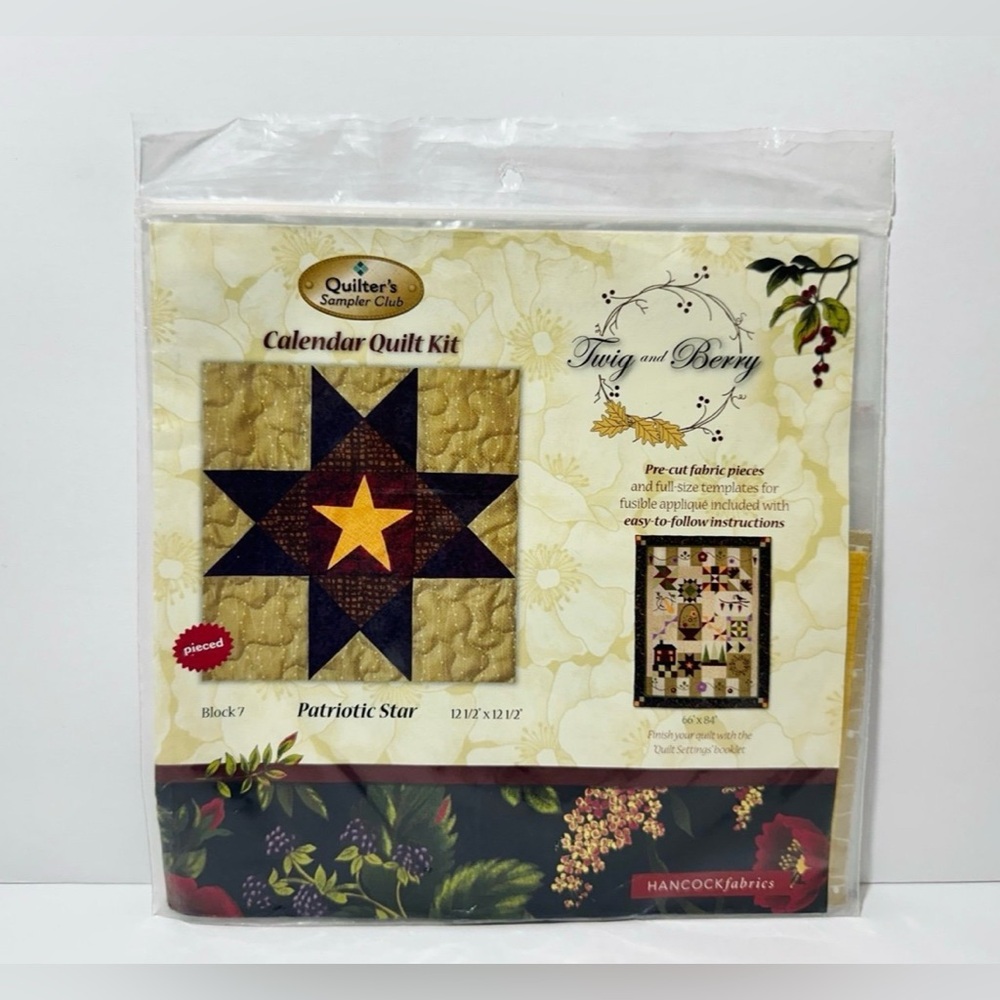 🆕 Quilters Sampler Club Twig & Berry Calendar Quilt Kit Precut Fabric Block 7